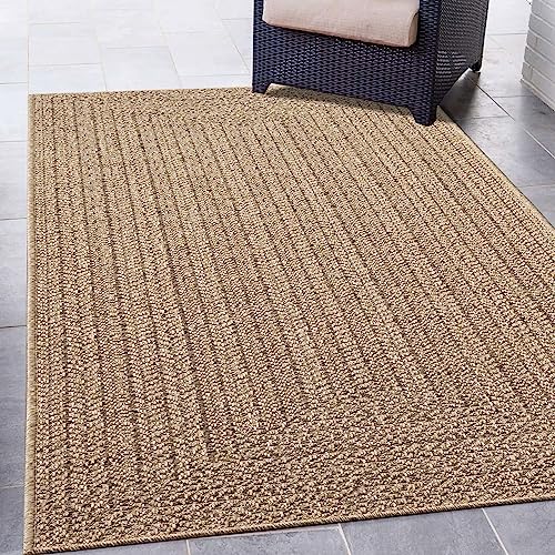 CARPETIA Robuster In- und Outdoor Teppich modern Jute Look wetterfest Balkon Terrasse Esszimmer 140x200 cm von CARPETIA