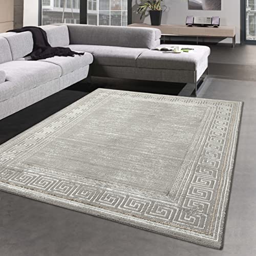 CARPETIA Schlichter Orientteppich mit Verzierungen | pflegeleicht | in Gold grau, 120 x 170 cm von CARPETIA