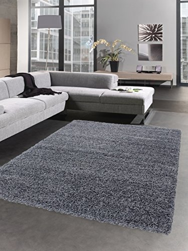 CARPETIA Shaggy Teppich Hochflor Langflor Bettvorleger Wohnzimmer Teppich Läufer Uni grau Größe 200 x 290 cm von CARPETIA