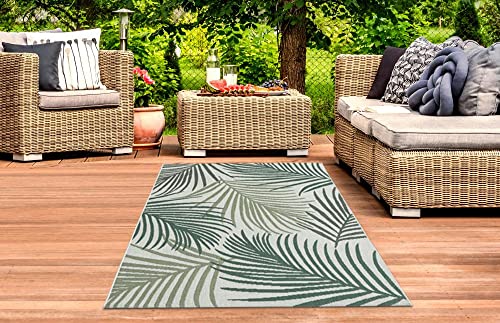 CARPETIA Sisal Teppich Indoor & Outdoor Terrasse Balkon Küche Wohnzimmer Palmen Zweige Creme grün Größe 160x220 cm von CARPETIA