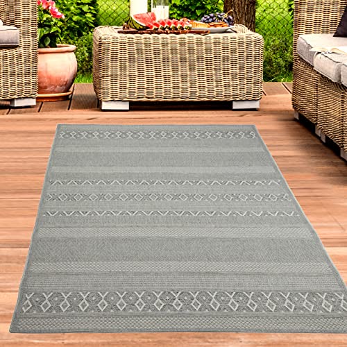 CARPETIA Sisalteppich Indoor & Outdoor Balkon Terrasse Küche Wohnzimmer gestreiftes Diamanten Rautenmuster grau Größe 120x160 cm CARPETIA Sisalteppich Indoor & Outdoor Balkon Terrasse Küche Wohnzimmer gestreiftes Diamanten Rautenmuster grau Größe 120x160 cm von CARPETIA