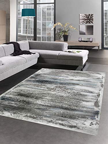 CARPETIA Teppich Design mit Glanzfasern grau blau Gemustert Größe 160x230 cm von CARPETIA