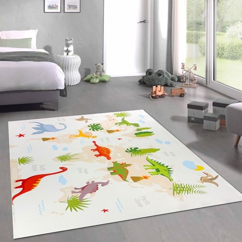 CARPETIA Teppich Kinderteppich Dinosaurier-Welt rutschfest flach strapazierfähig saugrobotergeeignet pflegeleicht schadstofffrei Lernteppich Kinderzimmer Jungen Beige 160 x 220 cm CARPETIA Teppich Kinderteppich Dinosaurier-Welt rutschfest flach strapazierfähig saugrobotergeeignet pflegeleicht schadstofffrei Lernteppich Kinderzimmer Jungen Beige 160 x 220 cm von CARPETIA