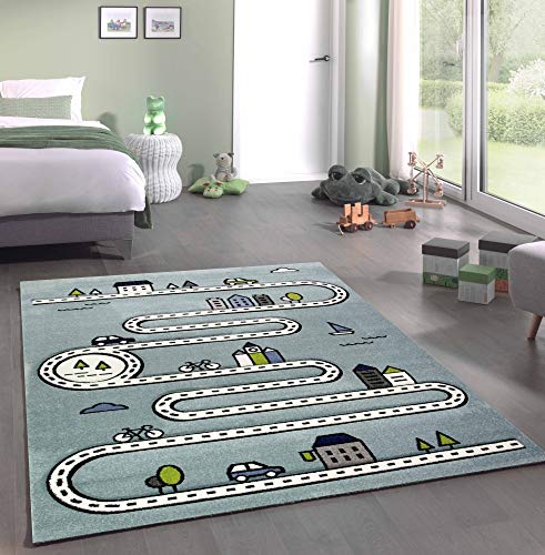 CARPETIA Teppich Kinderzimmer Kinderteppich Straßenteppich blau Größe 160x230 cm von CARPETIA