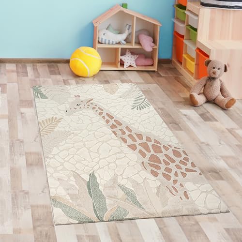 CARPETIA Teppich Läuferteppich flauschig pflegeleicht strapazierfähig Giraffe Natur Creme grün, 80 x 150 cm CARPETIA Teppich Läuferteppich flauschig pflegeleicht strapazierfähig Giraffe Natur Creme grün, 80 x 150 cm von CARPETIA