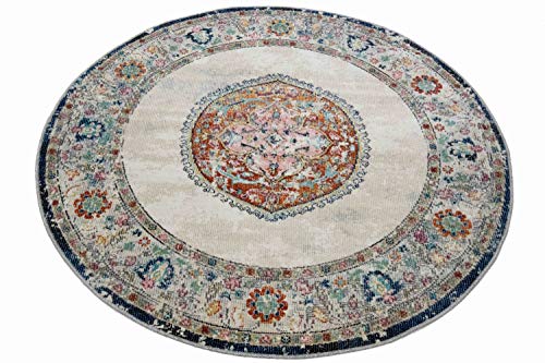 CARPETIA Teppich Orient Teppich Outdoor Wohnzimmerteppich Vintage bunt Größe 160 cm Rund von CARPETIA