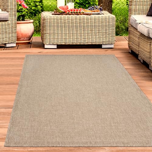 CARPETIA Teppich Outdoor Außenbereich wetterfest Sisal-Look Balkon Garten Terrasse Küche naturfarben beige 160 x 230 cm von CARPETIA