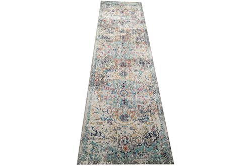 CARPETIA Teppich Outdoor Orientteppich Ornamente Wohnzimmerteppich Vintage in grau blau Größe 80 x 300 cm CARPETIA Teppich Outdoor Orientteppich Ornamente Wohnzimmerteppich Vintage in grau blau Größe 80 x 300 cm von CARPETIA