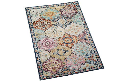 CARPETIA Teppich Outdoor Orientteppich Wohnzimmerteppich Ornamente bunt Größe 60x110 cm von CARPETIA