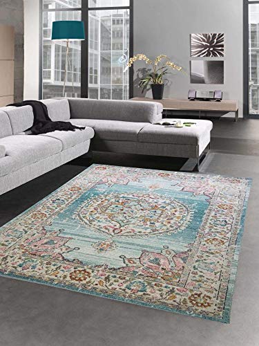 CARPETIA Teppich Outdoor Orientteppich Wohnzimmerteppich Ornamente in blau Creme Größe 120x170 cm CARPETIA Teppich Outdoor Orientteppich Wohnzimmerteppich Ornamente in blau Creme Größe 120x170 cm von CARPETIA