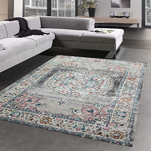 CARPETIA Teppich Outdoor Orientteppich Wohnzimmerteppich Ornamente in grau Größe 200 x 290 cm von CARPETIA