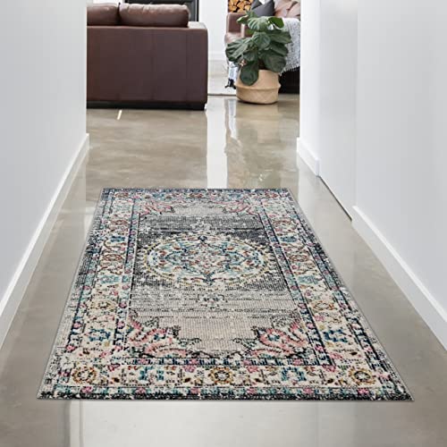 CARPETIA Teppich Outdoor Orientteppich Wohnzimmerteppich Ornamente in grau Größe 60x110 cm von CARPETIA