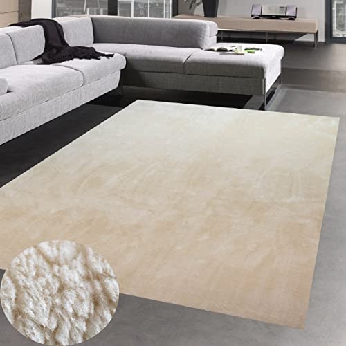 CARPETIA Teppich Shaggy Flokati Badezimmer waschbar in beige Größe 120 x 170 cm von CARPETIA