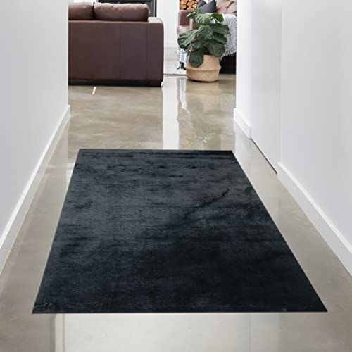 CARPETIA Teppich Shaggy Hochflorteppich waschbar rutschfest schwarz Größe 80 x 150 cm von CARPETIA