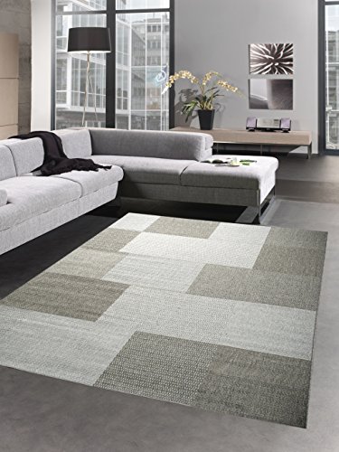 CARPETIA Teppich Sisal Optik Küchenläufer Küchenteppich Karo grau Größe 120x170 cm von CARPETIA