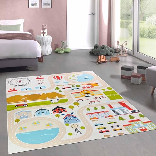 CARPETIA Teppich Stadtplan mit Straßen und Häusern rutschfest flach saugrobotergeeignet strapazierfähig pflegeleicht schadstofffrei Lernteppich für Jungen Mädchen Beige 160 x 220 cm CARPETIA Teppich Stadtplan mit Straßen und Häusern rutschfest flach saugrobotergeeignet strapazierfähig pflegeleicht schadstofffrei Lernteppich für Jungen Mädchen Beige 160 x 220 cm von CARPETIA