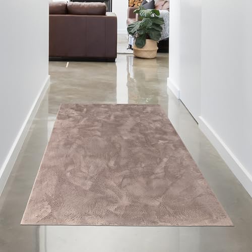 CARPETIA Teppich Wohn- und Schlafbereich Flur Moderner Kurzflorteppich Felloptik samtweich angenehm mit leichtem Glanz pflegeleicht modern einfarbig Taupe 60 x 110 cm CARPETIA Teppich Wohn- und Schlafbereich Flur Moderner Kurzflorteppich Felloptik samtweich angenehm mit leichtem Glanz pflegeleicht modern einfarbig Taupe 60 x 110 cm von CARPETIA