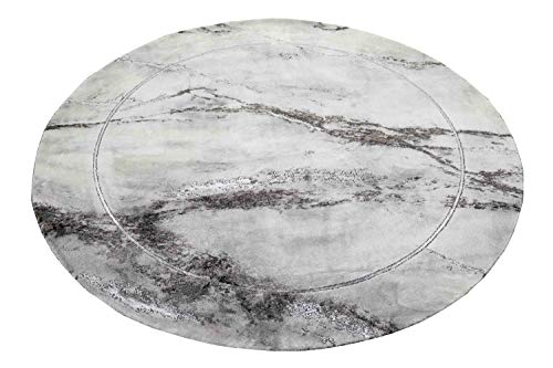 CARPETIA Teppich Wohnzimmer Designerteppich Marmorteppich grau Größe 160 cm Rund von CARPETIA