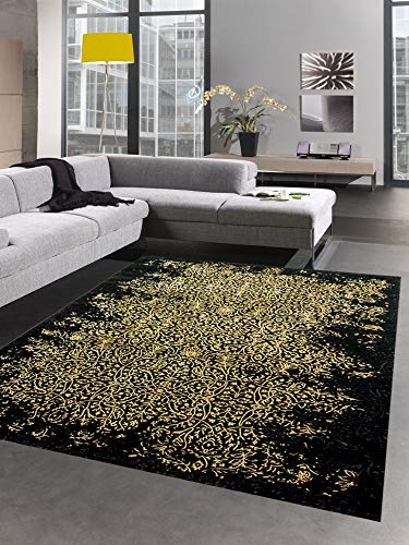 CARPETIA Teppich Wohnzimmer Designerteppich Ornamente schwarz Gold Größe 120x170 cm von CARPETIA