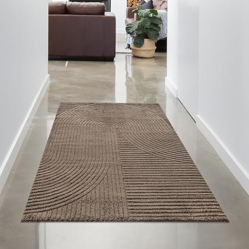 CARPETIA Teppich Wohnzimmer Flurteppich Läufer pflegeleicht geometrisch weich modern Bogenmuster in braun, 80 x 300 cm CARPETIA Teppich Wohnzimmer Flurteppich Läufer pflegeleicht geometrisch weich modern Bogenmuster in braun, 80 x 300 cm von CARPETIA