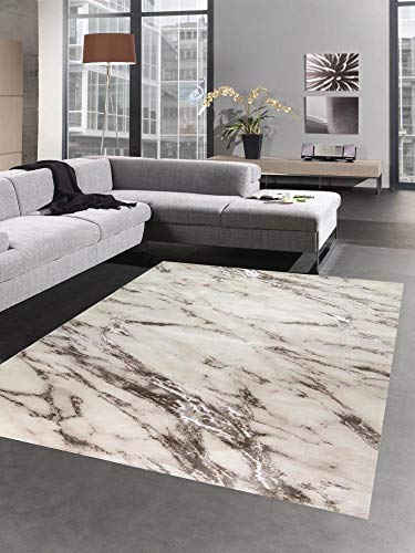 Teppich Wohnzimmer Marmorteppich Creme beige Größe 160x230 cm von CARPETIA