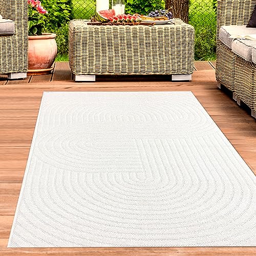CARPETIA Teppich Wohnzimmer Terrasse Outdoor Boho Strukturmuster wetterfest pflegeleicht robust Creme 160x220 cm CARPETIA Teppich Wohnzimmer Terrasse Outdoor Boho Strukturmuster wetterfest pflegeleicht robust Creme 160x220 cm von CARPETIA