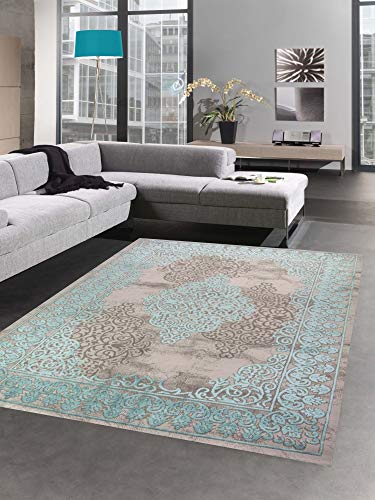 CARPETIA Teppich Wohnzimmerteppich Ornamente Vintage türkis grau Größe 160x230 cm CARPETIA Teppich Wohnzimmerteppich Ornamente Vintage türkis grau Größe 160x230 cm von CARPETIA