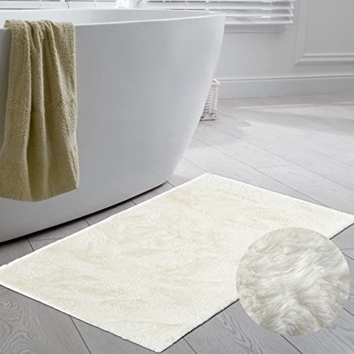 CARPETIA Teppich für Badezimmer edel & weich | rutschfest | in Creme, 70 x 140 cm von CARPETIA