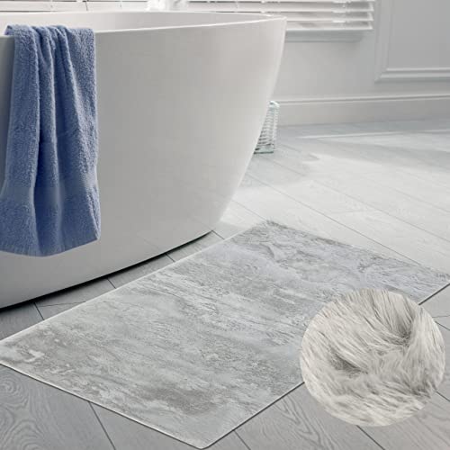 CARPETIA Teppich für Badezimmer edel & weich | rutschfest | in grau, 70 x 140 cm von CARPETIA