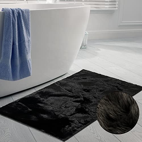 CARPETIA Teppich für Badezimmer edel & weich | rutschfest | in schwarz, 70 x 140 cm von CARPETIA