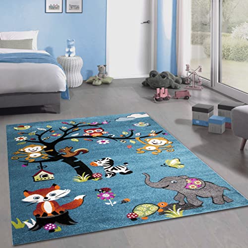 CARPETIA Teppich mit zahlreichen Tiermotiven | in der Farbe blau | Kinderfreundlich, 200 x 290 cm CARPETIA Teppich mit zahlreichen Tiermotiven | in der Farbe blau | Kinderfreundlich, 200 x 290 cm von CARPETIA