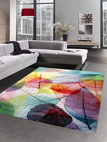 CARPETIA Teppich modern Designerteppich Blätter Laub bunt Größe 160x230 cm von CARPETIA