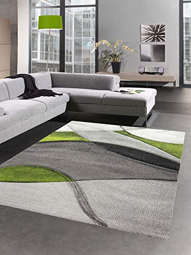 CARPETIA Teppich modern Teppich Wohnzimmer Wellen grün grau schwarz Größe 120x170 cm von CARPETIA