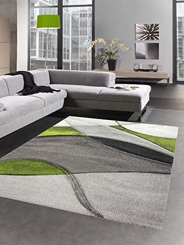 CARPETIA Teppich modern Teppich Wohnzimmer Wellen grün grau schwarz Größe 200 x 290 cm von CARPETIA