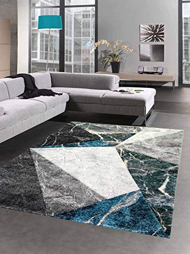 CARPETIA Teppich modern Teppich Wohnzimmer abstrakt grau blau Größe 160x230 cm von CARPETIA