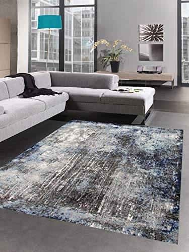 CARPETIA Teppich modern Wohnzimmerteppich Vintage blau grau schwarz Größe 120x170 cm von CARPETIA