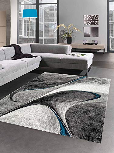 CARPETIA Teppich modern Wohnzimmerteppich abstrakt in grau blau Größe 120x170 cm von CARPETIA