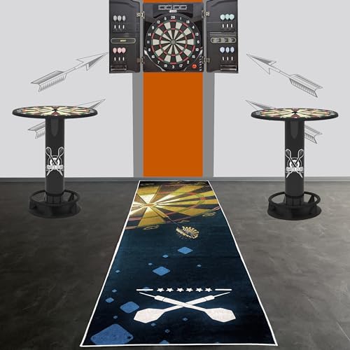 CARPETIA Ultimative Dartmatte - Perfektes Dartspiel mit abgedruckter Dartscheibe und markierter Abwurflinie weiß 80x285 cm von CARPETIA