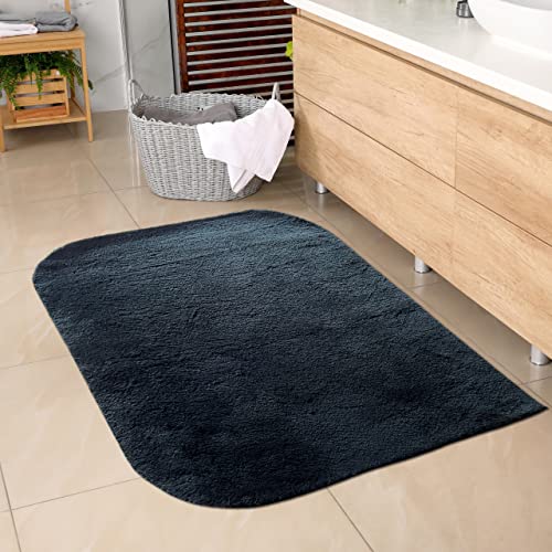 CARPETIA Weicher Badezimmer Teppich mit abgerundeten Ecken | waschbar | in schwarz, 60x100 cm von CARPETIA