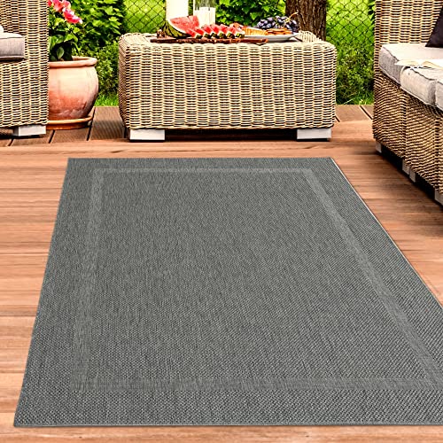 CARPETIA Klassischer Sisalteppich mit dezenter Bordüre in anthrazit Größe 120 x 170 cm von CARPETIA
