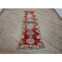 Boho Teppich Läufer Rot Wolle - Handgewebter Roter Vintage Style von CARPETSABDELHADI