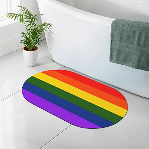 CARRDKDK Badematte mit Regenbogen-Flagge, Kieselgur, rutschfest, passt unter die Tür, Badezimmer-Fußmatten, Duschvorleger für Badewanne, Duschraum, Waschbecken (50 x 80 cm) von CARRDKDK