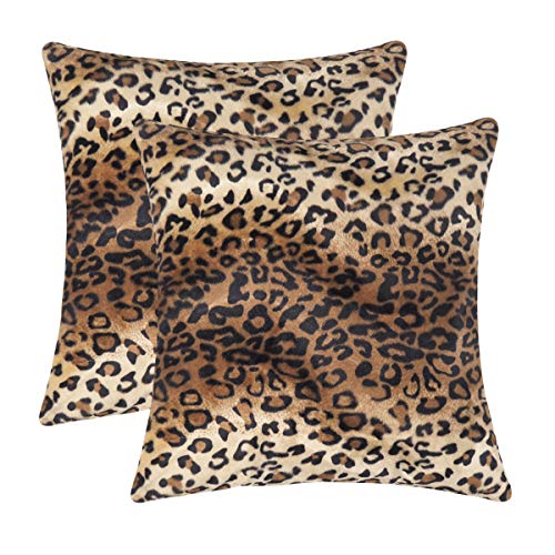 CARRIE HOME Weiche Plüsch-Kissenbezüge mit Leopardenmuster, Kunstfell, dekorativ, für Zuhause, Couch, Sofa, 2 Stück, 50,8 x 50,8 cm von CARRIE HOME