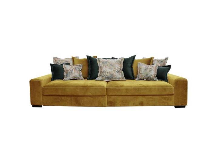 Carryhome BIGSOFA, Gelb, Buche, Hartholz, 3-Sitzer, Füllung: Schaumstoff, 289x90x115 cm, Made in EU, Handmade in Europe, Rücken echt, Wohnzimmer, von CARRYHOME