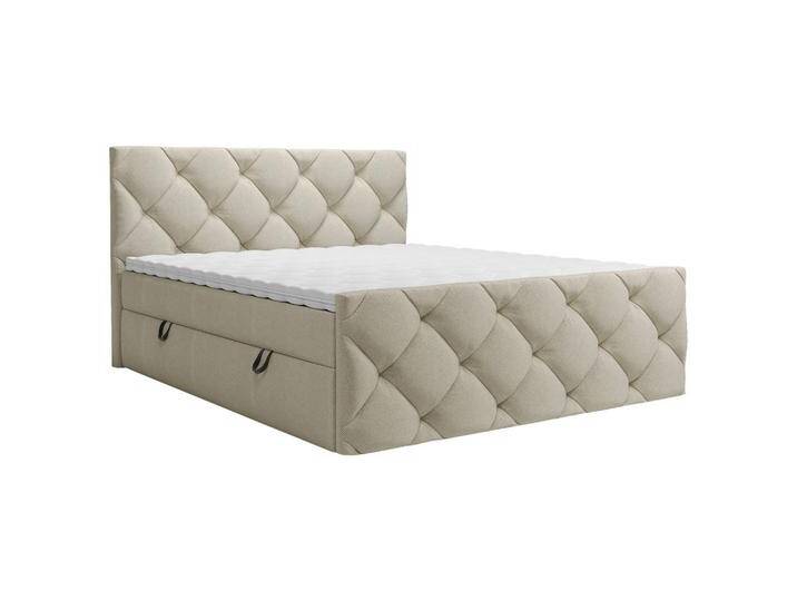 Carryhome BOXBETT, Beige, H3, Höhe ca. 20 cm, 160x200 cm, Bettkasten, gepolstertes Kopfteil, Topper durchgehend, in verschiedenen Größen erhältlich, von CARRYHOME