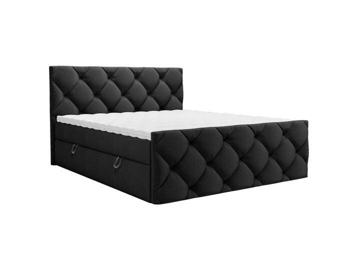 Carryhome BOXBETT, Schwarz, H3, Höhe ca. 20 cm, 160x200 cm, Bettkasten, gepolstertes Kopfteil, Topper durchgehend, in verschiedenen Größen erhältlich, von CARRYHOME