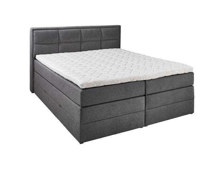 Carryhome BOXSPRINGBETT, Anthrazit, H3 + H4, 7-Zonen, Höhe ca. 18 cm, 200x200 cm, Bettkasten, Federkernmatratze, Stoffauswahl, Topper durchgehend, in von CARRYHOME