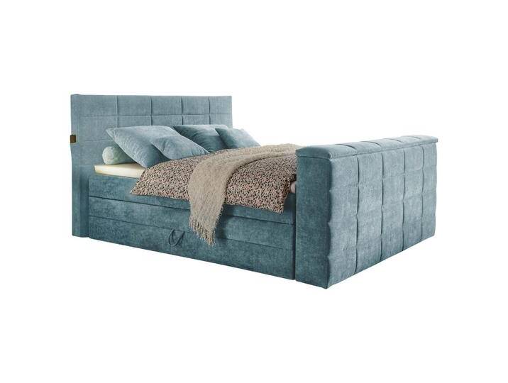 Carryhome BOXSPRINGBETT, Blau, H2 + H3, 7-Zonen, Höhe ca. 18 cm, 180x200 cm, Bettkasten, gepolstertes Kopfteil, Topper durchgehend, Wendematratze mit Carryhome BOXSPRINGBETT, Blau, H2 + H3, 7-Zonen, Höhe ca. 18 cm, 180x200 cm, Bettkasten, gepolstertes Kopfteil, Topper durchgehend, Wendematratze mit von CARRYHOME