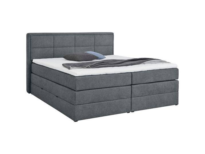 Carryhome BOXSPRINGBETT, Blaugrau, H2 + H3, 7-Zonen, Höhe ca. 18 cm, 180x200 cm, Stoffauswahl, Topper durchgehend, Federkernmatratze, in verschiedenen von CARRYHOME