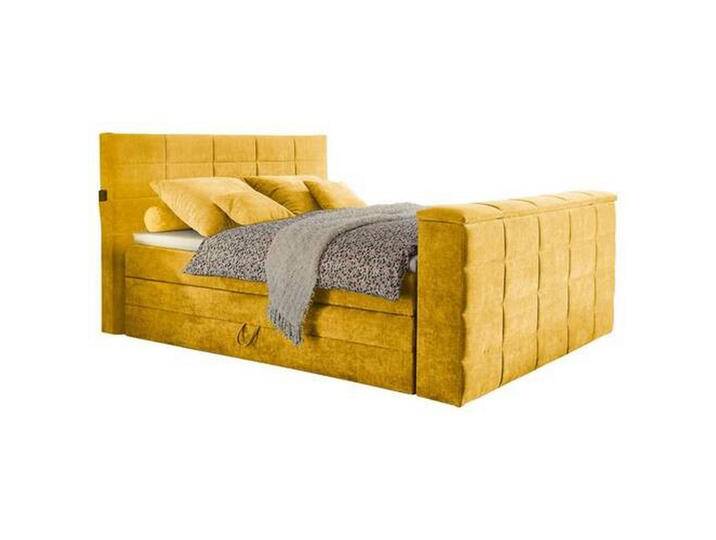 Carryhome BOXSPRINGBETT, Gelb, H2 + H3, 7-Zonen, Höhe ca. 18 cm, 180x200 cm, Bettkasten, gepolstertes Kopfteil, Topper durchgehend, Wendematratze mit Carryhome BOXSPRINGBETT, Gelb, H2 + H3, 7-Zonen, Höhe ca. 18 cm, 180x200 cm, Bettkasten, gepolstertes Kopfteil, Topper durchgehend, Wendematratze mit von CARRYHOME